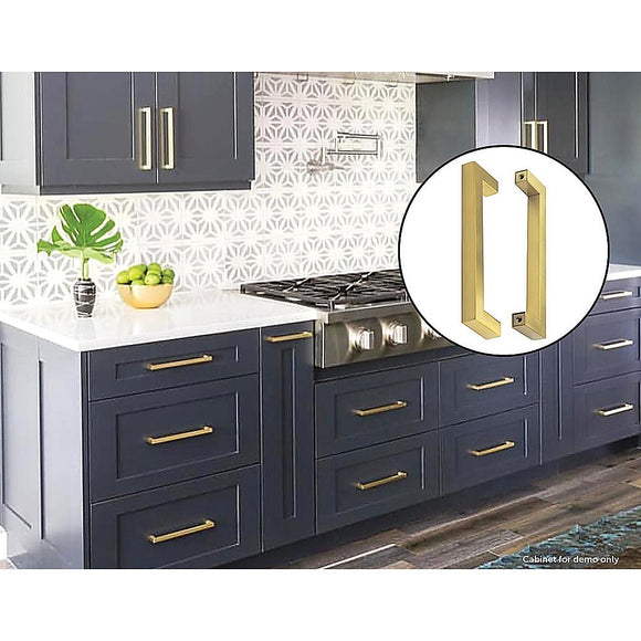 NNEDSZ 15 x Brushed Brass Drawer Pulls Kitchen Cabinet Handles - Gold Finish 192mm