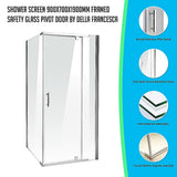 NNEDSZ Shower Screen 900x700x1900mm Framed Safety Glass Pivot Door By Della Francesca