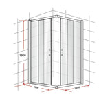 NNEDSZ 1200 x 1200mm Sliding Door Nano Safety Glass Shower Screen By Della Francesca