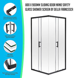 NNEDSZ 800 x 900mm Sliding Door Nano Safety Glass Shower Screen By Della Francesca