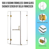 NNEDSZ 900 x 900mm Frameless 10mm Glass Shower Screen By Della Francesca