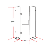 NNEDSZ 900 x 900mm Frameless 10mm Glass Shower Screen By Della Francesca