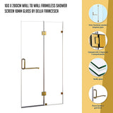 NNEDSZ 100 x 200cm Wall to Wall Frameless Shower Screen 10mm Glass By Della Francesca
