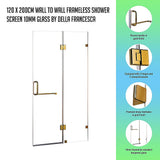 NNEDSZ 120 x 200cm Wall to Wall Frameless Shower Screen 10mm Glass By Della Francesca