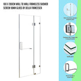NNEDSZ 100 x 200cm Wall to Wall Frameless Shower Screen 10mm Glass By Della Francesca