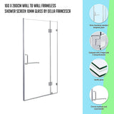 NNEDSZ 100 x 200cm Wall to Wall Frameless Shower Screen 10mm Glass By Della Francesca