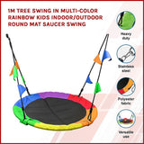 NNEDSZ 1m Tree Swing in Multi-Color Rainbow Kids Indoor/Outdoor Round Mat Saucer Swing
