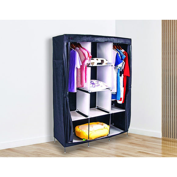 NNEDSZ Large Portable Clothes Closet Canvas Wardrobe Storage Organizer with Shelves