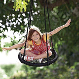NNEDSZ Kids Rope Swing Round Outdoor Birds Crows Nest Spider Web Swing Seat 65cm
