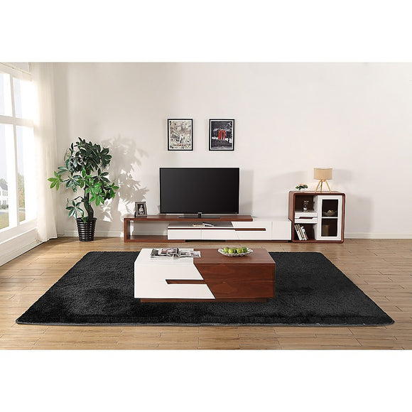 NNEDSZ 230x160cm Floor Rugs Large Shaggy Rug Area Carpet Bedroom Living Room Mat - Black