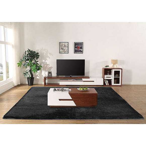 NNEDSZ 230x200cm Floor Rugs Large Shaggy Rug Area Carpet Bedroom Living Room Mat - Black