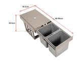 NNEDSZ of 2 15L Pull Out Trash Bin Dual Kitchen Garbage Waste Basket Cabinet Bin