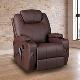 NNEDSZ Brown Massage Sofa Chair Recliner 360 Degree Swivel PU Leather Lounge 8 Point Heated