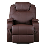 NNEDSZ Brown Massage Sofa Chair Recliner 360 Degree Swivel PU Leather Lounge 8 Point Heated