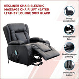 NNEDSZ Recliner Chair Electric Massage Chair Lift Heated Leather Lounge Sofa Black