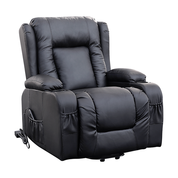 NNEDSZ Recliner Chair Electric Massage Chair Lift Heated Leather Lounge Sofa Black