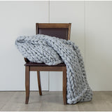 NNEDSZ Hand Knitted Chunky Blanket Thick Acrylic Yarn Blanket Home Decor Throw Rug - Grey