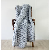 NNEDSZ Hand Knitted Chunky Blanket Thick Acrylic Yarn Blanket Home Decor Throw Rug - Grey