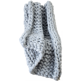 NNEDSZ Hand Knitted Chunky Blanket Thick Acrylic Yarn Blanket Home Decor Throw Rug - Grey