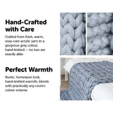 NNEDSZ Hand Knitted Chunky Blanket Thick Acrylic Yarn Blanket Home Decor Throw Rug - Grey