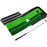 NNEDSZ Indoor Practice Putting Green 2.5m Mat Inclined Ball Return Fake Grass 2 Holes