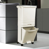 NNEDSZ 42L Rubbish Bin Waste Trash Can Pedal Recycling Kitchen Wheel 2 Compartment