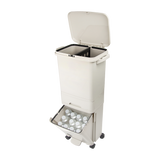 NNEDSZ 42L Rubbish Bin Waste Trash Can Pedal Recycling Kitchen Wheel 2 Compartment
