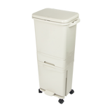 NNEDSZ 42L Rubbish Bin Waste Trash Can Pedal Recycling Kitchen Wheel 2 Compartment