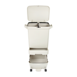 NNEDSZ 42L Rubbish Bin Waste Trash Can Pedal Recycling Kitchen Wheel 2 Compartment