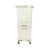 NNEDSZ 42L Rubbish Bin Waste Trash Can Pedal Recycling Kitchen Wheel 2 Compartment