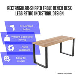 NNEDSZ Rectangular Shaped Table Bench Desk Legs Retro Industrial Design Fully Welded - Black