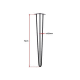 NNEDSZ Set of 4 Industrial 3 - Rod Retro Hairpin Table Legs 12mm Steel Bench Desk - 71cm Black