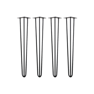 NNEDSZ Set of 4 Industrial 3 - Rod Retro Hairpin Table Legs 12mm Steel Bench Desk - 71cm Black