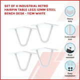 NNEDSZ Set of 4 Industrial Retro Hairpin Table Legs 12mm Steel Bench Desk - 11cm White