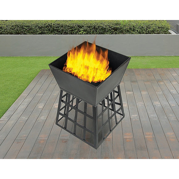 NNEDSZ Black Fire Pit Square Log Patio Garden Heater Outdoor Table Top BBQ Camping