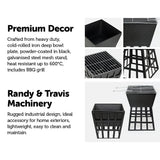 NNEDSZ Black Fire Pit Square Log Patio Garden Heater Outdoor Table Top BBQ Camping