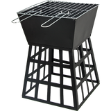 NNEDSZ Black Fire Pit Square Log Patio Garden Heater Outdoor Table Top BBQ Camping