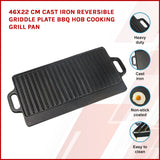 NNEDSZ 46x22 cm Cast Iron Reversible Griddle Plate BBQ Hob Cooking Grill Pan
