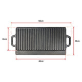 NNEDSZ 46x22 cm Cast Iron Reversible Griddle Plate BBQ Hob Cooking Grill Pan