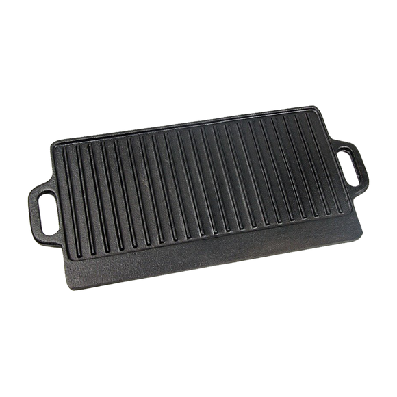 NNEDSZ 46x22 cm Cast Iron Reversible Griddle Plate BBQ Hob Cooking Grill Pan
