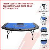 NNEDSZ 185cm Folded 7 Player Poker Blackjack Table Game Desk W/Cup Holder