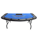 NNEDSZ 185cm Folded 7 Player Poker Blackjack Table Game Desk W/Cup Holder
