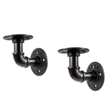 NNEDSZ Industrial Black Iron Pipe Bracket Wall Mounted Floating Shelf - Set of 2