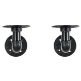 NNEDSZ Industrial Black Iron Pipe Bracket Wall Mounted Floating Shelf - Set of 2