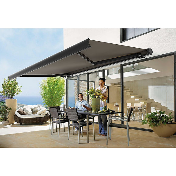 NNEDSZ 5.5m x 3.0m Retractable Folding Arm Awning Heavy Duty Full Cassette Motorised