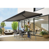 NNEDSZ 5.5m x 3.0m Retractable Folding Arm Awning Heavy Duty Full Cassette Motorised