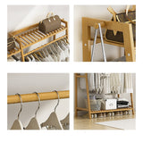 NNEDSZ Portable Clothes Rack Coat Garment Stand Bamboo Rail Hanger Airer Closet