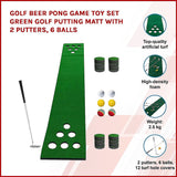NNEDSZ Golf Beer Pong Game Toy Set Green Golf Putting Matt with 2 Putters, 6 Balls