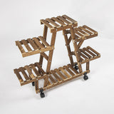 NNEDSZ Wood Plant Stand Indoor Outdoor Carbonized Triangle Corner Plant Rack