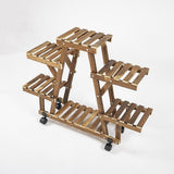 NNEDSZ Wood Plant Stand Indoor Outdoor Carbonized Triangle Corner Plant Rack